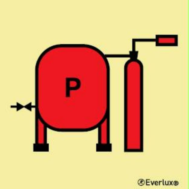 Safety sign Powder installation